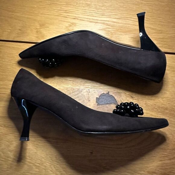 Vintage Stuart weitzman suede beaded heels 6 - Picture 3 of 6